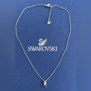 Swarovski Silver Necklace with Red Gemstone